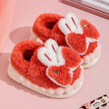 Papuci de casă din bumbac pluș pentru fete, iarnă, interior, talpă PVC antiaderent, imprimeu desen animat, pentru vârsta 1–12 ani