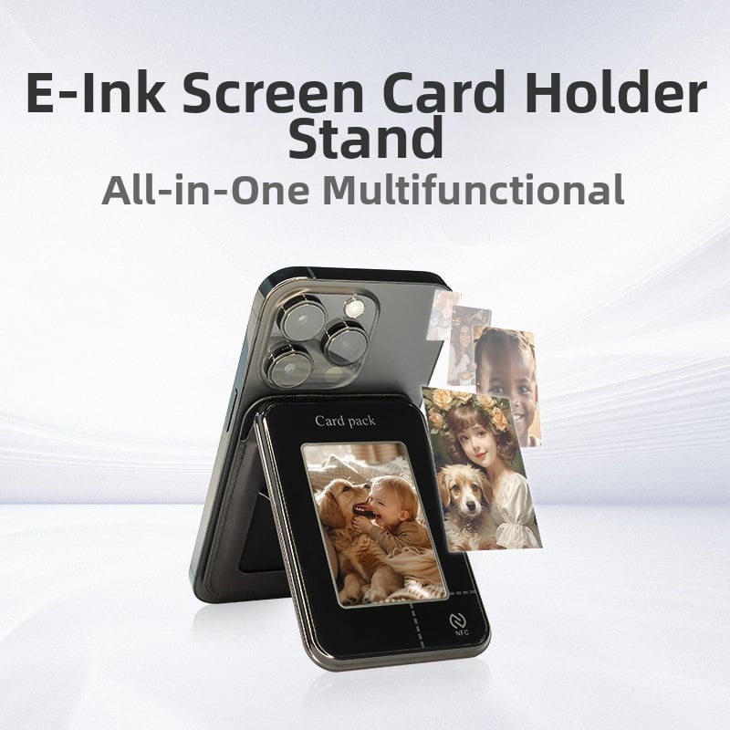 Θήκη καρτών με οθόνη ηλεκτρονικού μελανιού και μαγνητική βάση προβολής οθόνης για iPhone και Android smartphones