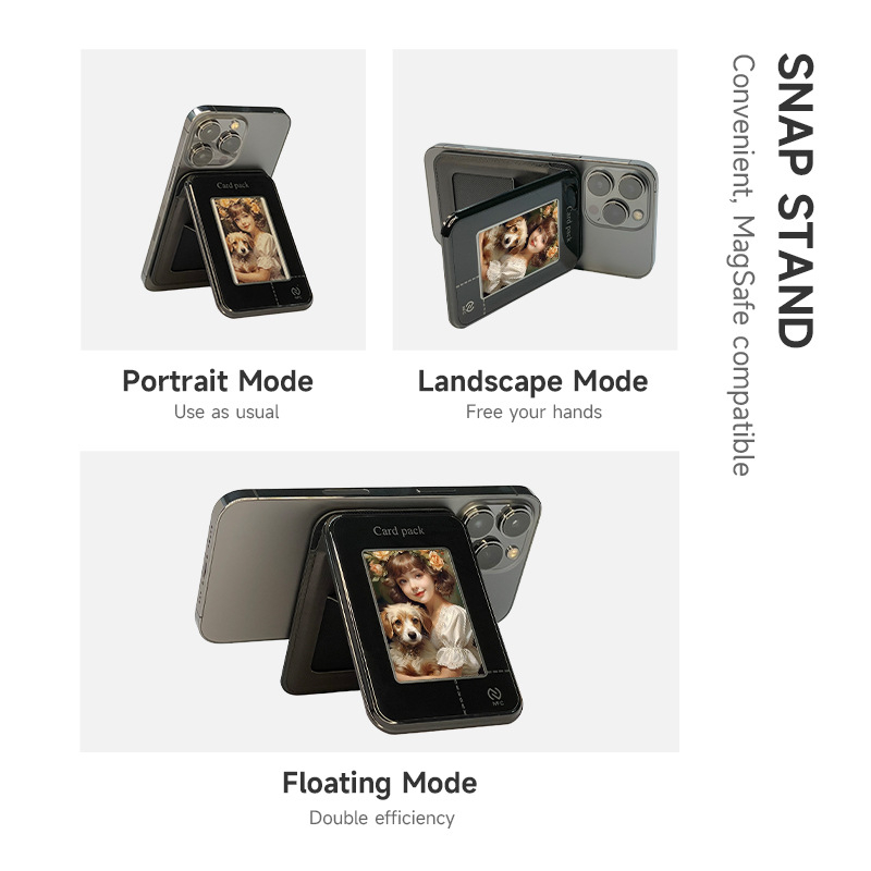 Θήκη καρτών με οθόνη ηλεκτρονικού μελανιού και μαγνητική βάση προβολής οθόνης για iPhone και Android smartphones
