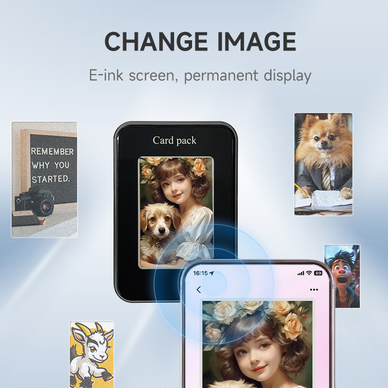 Θήκη καρτών με οθόνη ηλεκτρονικού μελανιού και μαγνητική βάση προβολής οθόνης για iPhone και Android smartphones