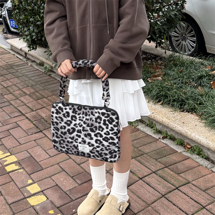 Geantă laptop pentru femei, compartiment pentru tabletă, material din bumbac, iarnă 2024