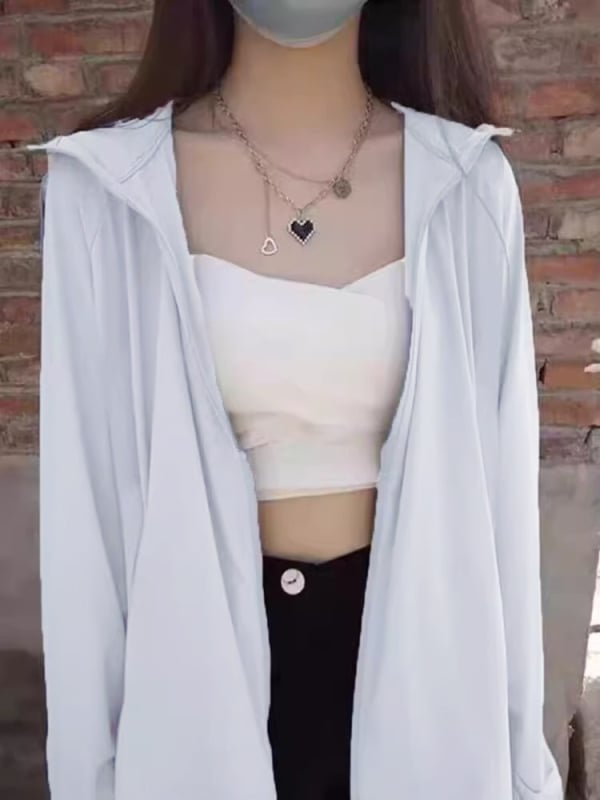 Яке за момичета с UV защита, ултра тънко, качулка, свободна кройка, полиестер