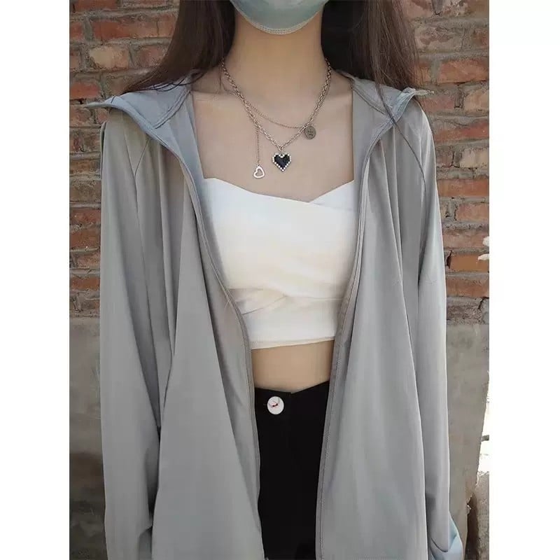 Яке за момичета с UV защита, ултра тънко, качулка, свободна кройка, полиестер