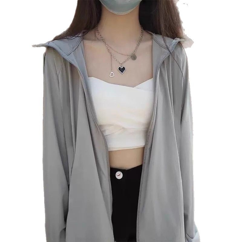 Яке за момичета с UV защита, ултра тънко, качулка, свободна кройка, полиестер