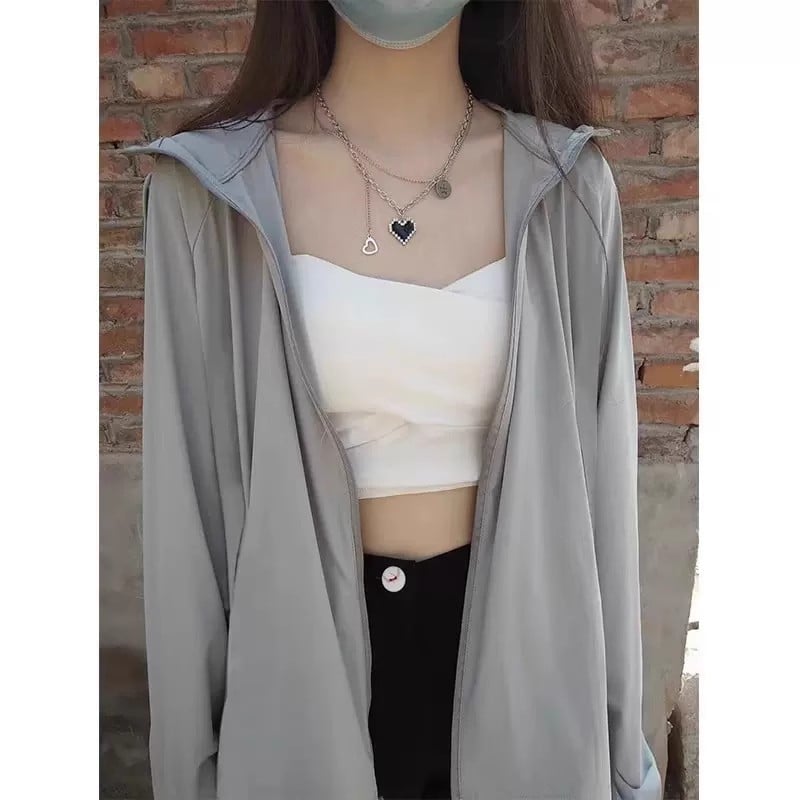 Яке за момичета с UV защита, ултра тънко, качулка, свободна кройка, полиестер