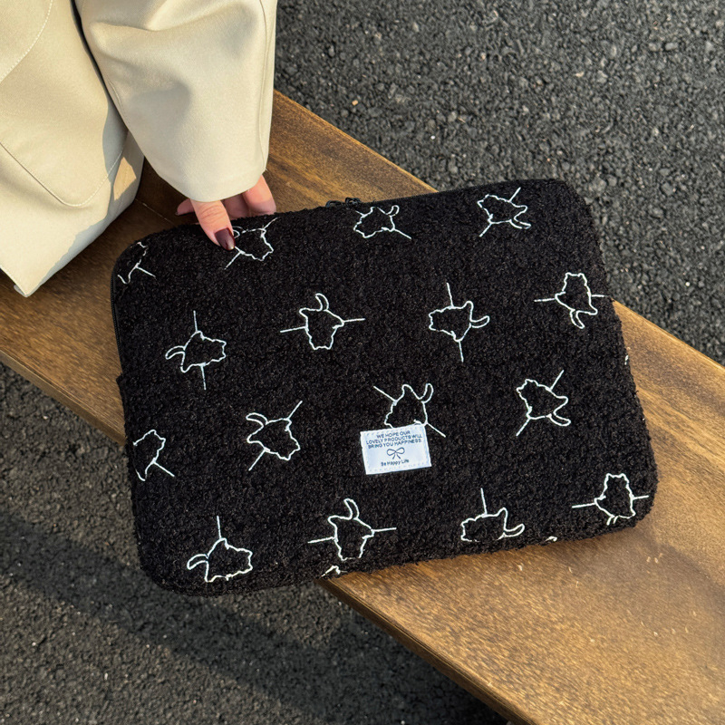 Obal na notebook s proti krádeži a skladacím dizajnom, fleece vonkajšok, polyesterová podšívka, zvierací vzor, unisex