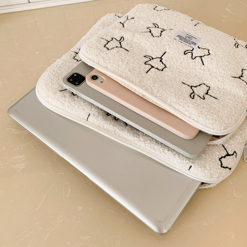 Obal na notebook s proti krádeži a skladacím dizajnom, fleece vonkajšok, polyesterová podšívka, zvierací vzor, unisex