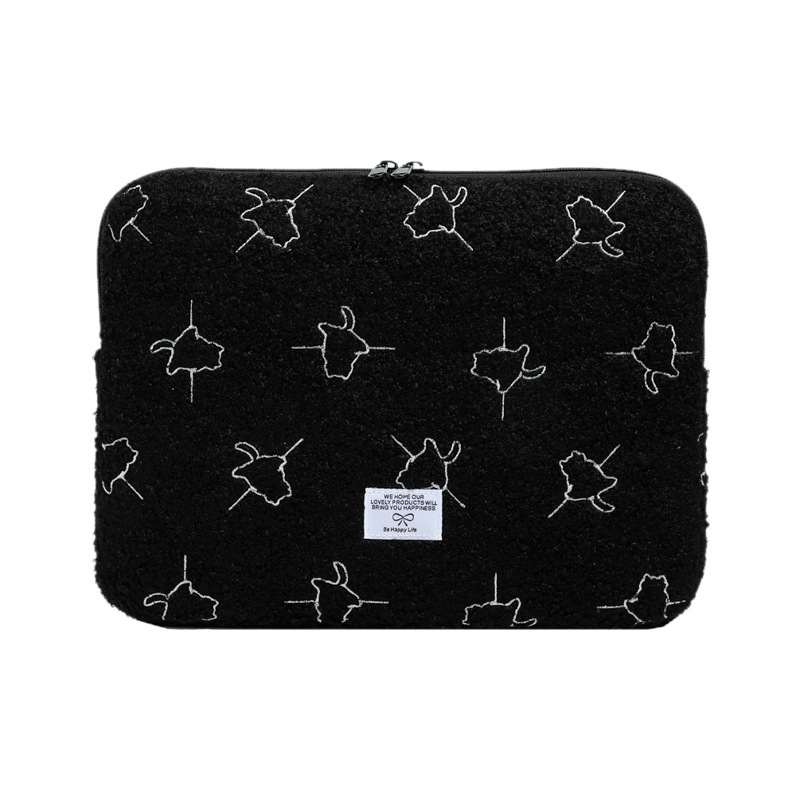 Obal na notebook s proti krádeži a skladacím dizajnom, fleece vonkajšok, polyesterová podšívka, zvierací vzor, unisex