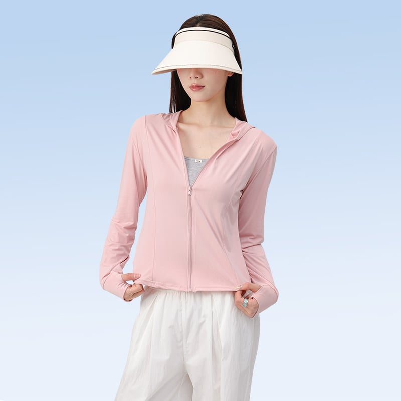 Дамско яке за UV защита, дишаща вискозна материя, UPF50+, тясна кройка, къс модел с преден цип