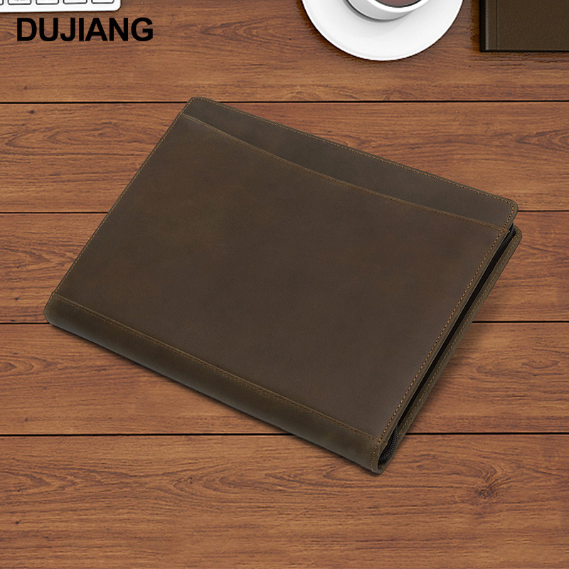 DUJIANG torbica za tablet i notesnik — prava koža, Crazy Horse završna obrada, gradski minimalistički stil, unisex, proljeće 2025 izlazak