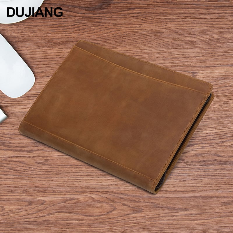 DUJIANG torbica za tablet i notesnik — prava koža, Crazy Horse završna obrada, gradski minimalistički stil, unisex, proljeće 2025 izlazak