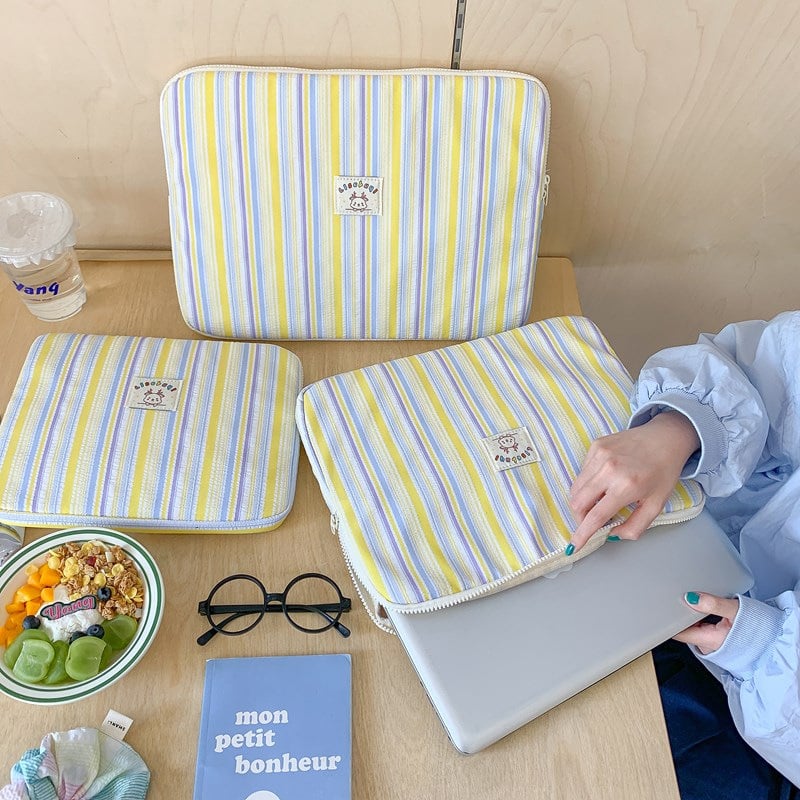 Najlon torba za prijenosno računalo i torbica za tablet s prugastim uzorkom, protiv krađe, unisex, podstava od poliestera, street fashion