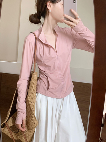 Памучен топ за защита от слънцето, свободна кройка, дълъг ръкав, UPF30+, тънък