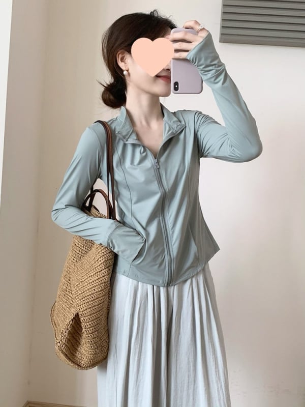 Памучен топ за защита от слънцето, свободна кройка, дълъг ръкав, UPF30+, тънък