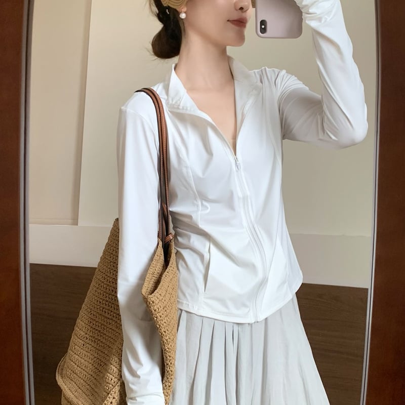 Памучен топ за защита от слънцето, свободна кройка, дълъг ръкав, UPF30+, тънък