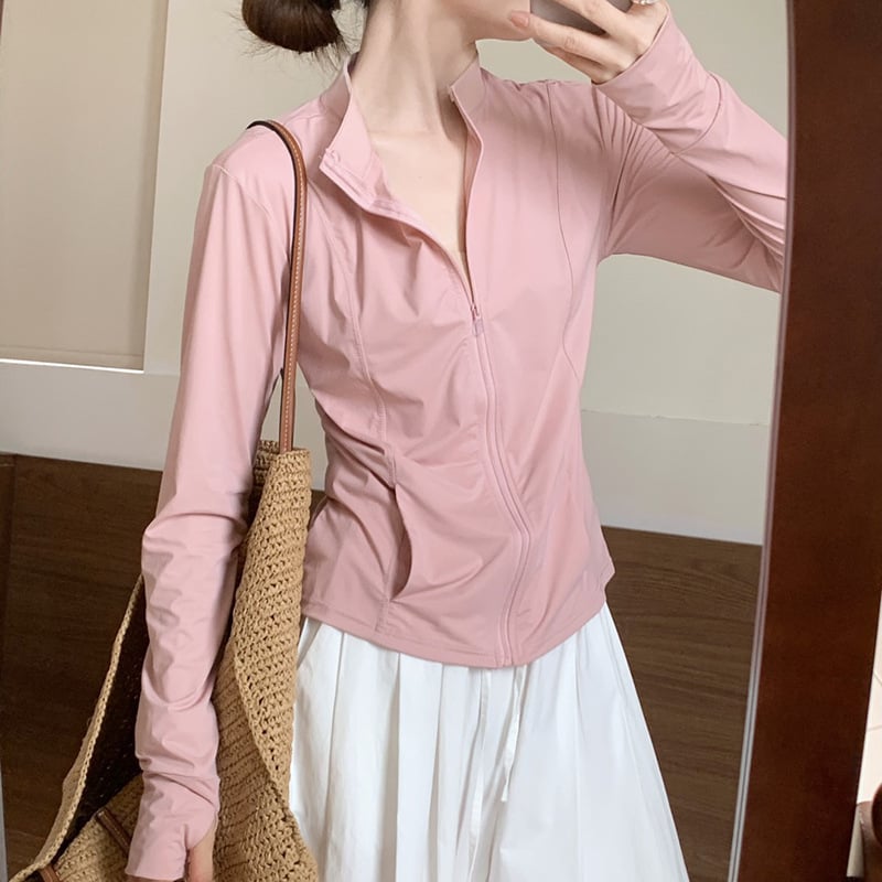 Памучен топ за защита от слънцето, свободна кройка, дълъг ръкав, UPF30+, тънък