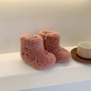 Ghete de gleznă pentru fete, stil coreean, pluș, Kui xi, pentru copii 1–12 ani (1–3 ani, 4–6 ani, 7–12 ani)