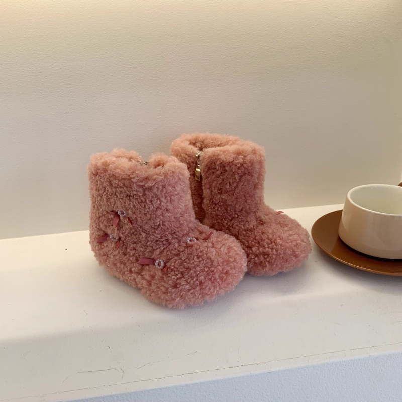 Ghete de gleznă pentru fete, stil coreean, pluș, Kui xi, pentru copii 1–12 ani (1–3 ani, 4–6 ani, 7–12 ani)