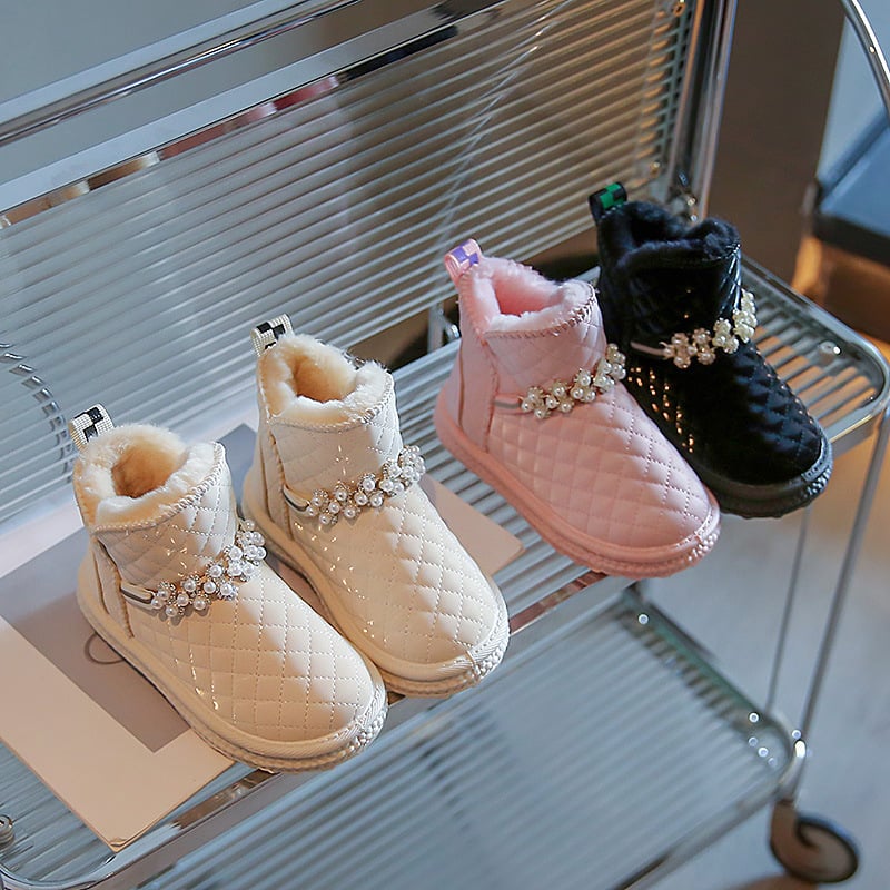 Dječje zimske čizme s podstavom - Unisex, gornji dio od sintetičke kože, gumeni potplat, minimalistički stil