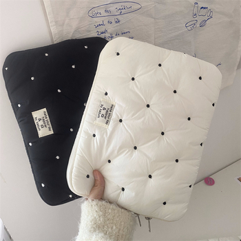 Liner pentru husă tabletă cu broderie de puncte, exterior din nylon, căptușeală din bumbac, respirabil și ultra-ușor