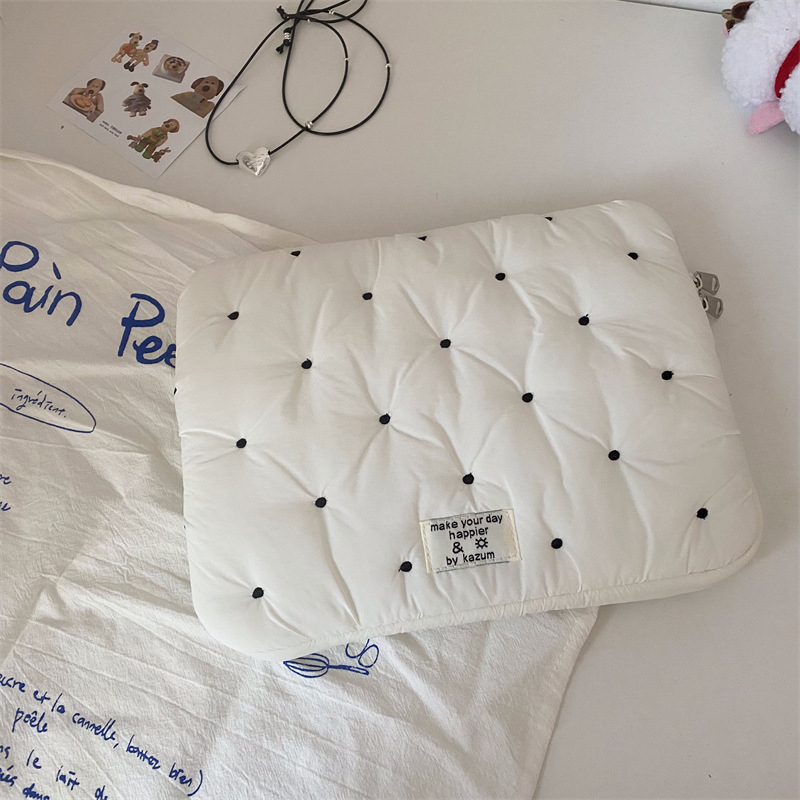 Liner pentru husă tabletă cu broderie de puncte, exterior din nylon, căptușeală din bumbac, respirabil și ultra-ușor