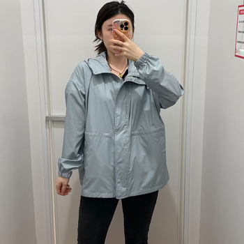 Дамско яке с качулка за UV защита, UPF30+, дълги ръкави, цип отпред, лека полиестрова материя