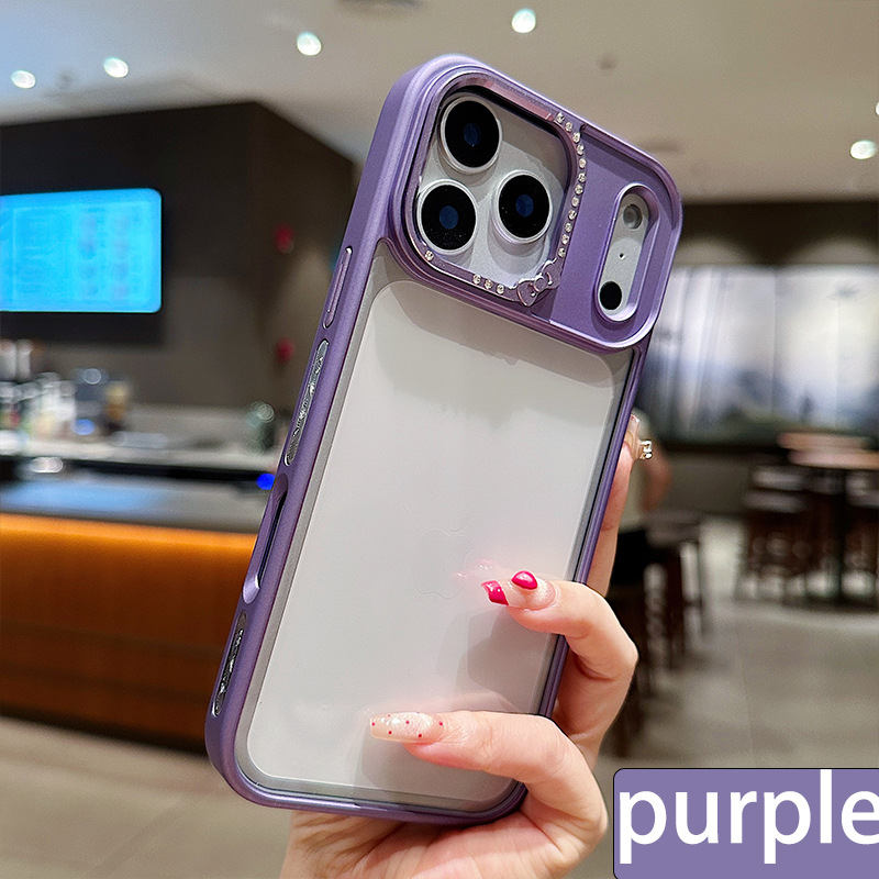 Pouzdro pre iPhone 17 z akrylu, plná ochrana, proti pádom, rám objektívu so diamantmi, pre radu iPhone 17