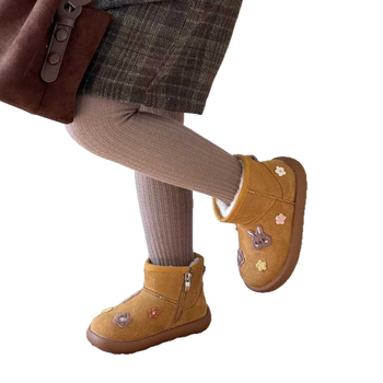 Uniszex téli boka bakancs bársonyos felsőrésszel és gyapot szigeteléssel, rajzfilm mintázat gyerekeknek 7–16 évesek