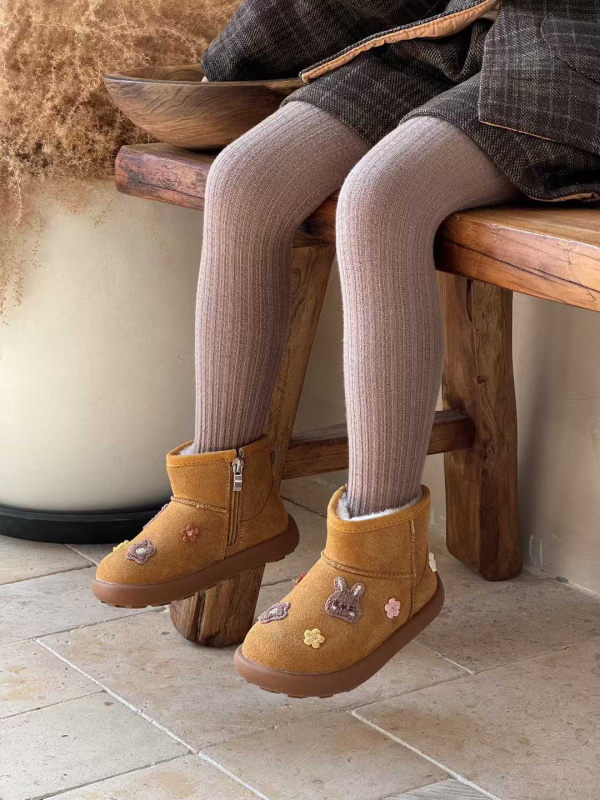 Uniszex téli boka bakancs bársonyos felsőrésszel és gyapot szigeteléssel, rajzfilm mintázat gyerekeknek 7–16 évesek