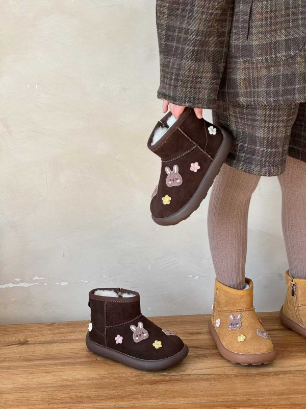 Uniszex téli boka bakancs bársonyos felsőrésszel és gyapot szigeteléssel, rajzfilm mintázat gyerekeknek 7–16 évesek