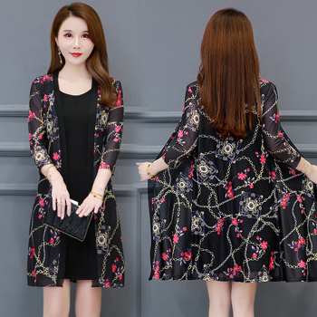 UV защита мрежест кардиган тип шал, три четвърти ръкав, Vinylon, Хараджуку стил