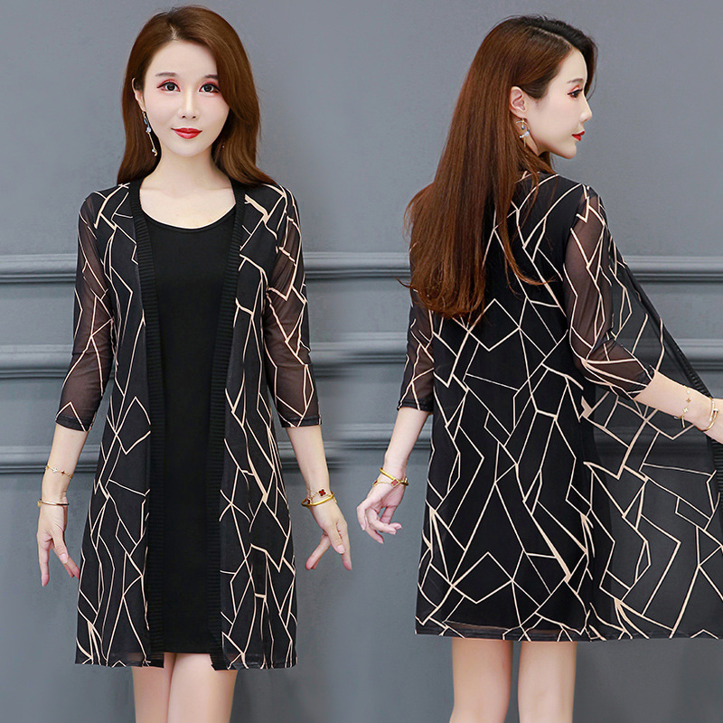 UV защита мрежест кардиган тип шал, три четвърти ръкав, Vinylon, Хараджуку стил