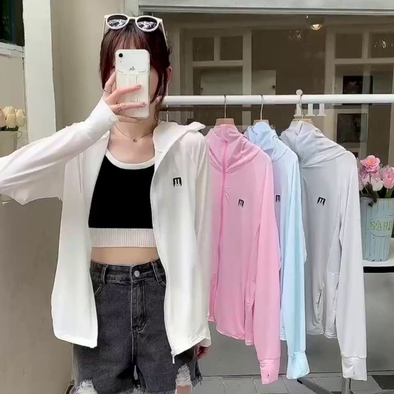 Женски качулков жакет за UV защита, ледено-копринен плат, дишащ, ултра лек, дълъг ръкав