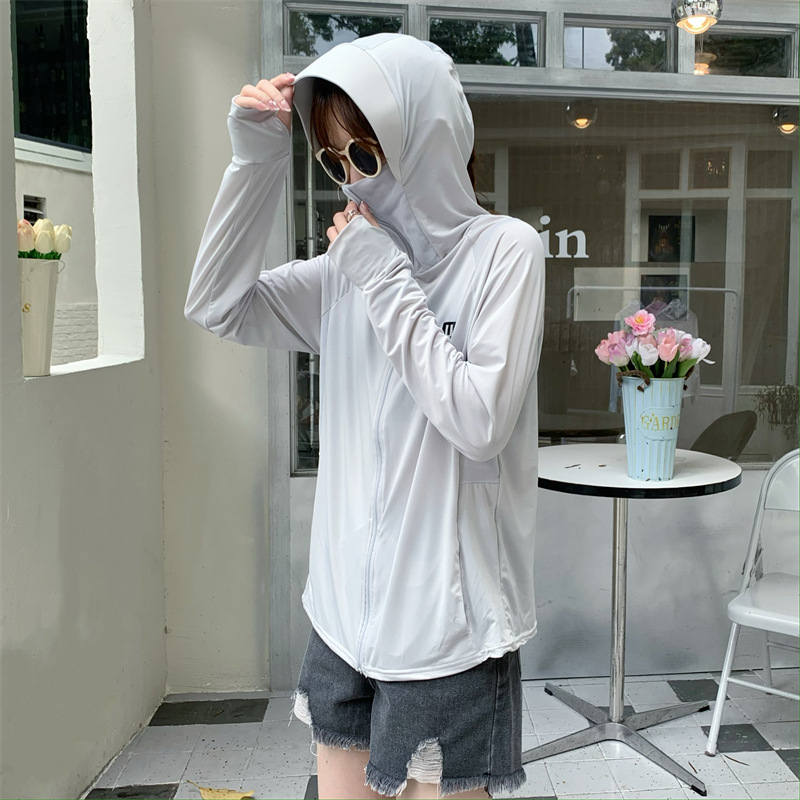 Женски качулков жакет за UV защита, ледено-копринен плат, дишащ, ултра лек, дълъг ръкав