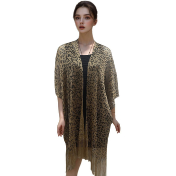 Καρντιγάν μπικίνι με λεοπάρ μοτίβο, προστασία από τον ήλιο, 100% πολυεστέρας, άνοιξη 2025