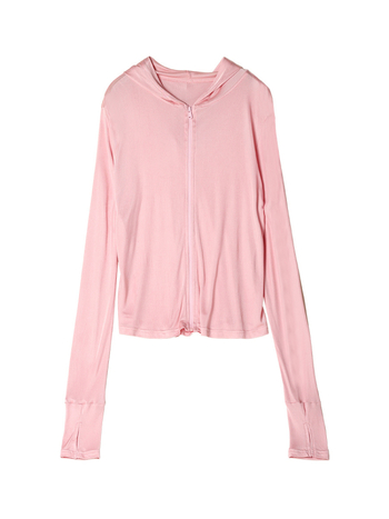 Дамски свободен модел копринено Mulberry слънцезащитно дълъг ръкав кардиган с качулка, цип, дължина 50–65 см, UPF50+