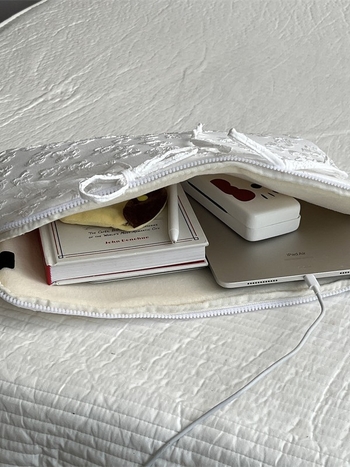 Geantă de depozitare pentru tabletă și laptop din bumbac, cu funda jacquard — Anti-furt, model floral, căptușeală poliester, stil street fashion