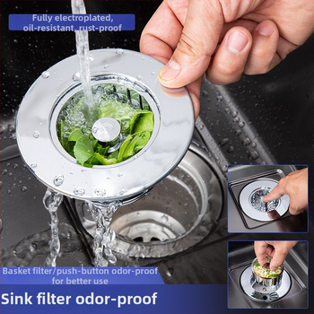 Čep odvod za sudoper s filtrom – dizajn s pomičnim jezgrom, plast + bakar, moderni minimalistički stil