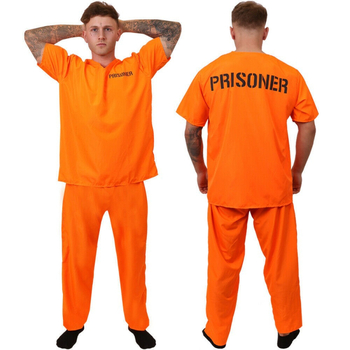 Unisex kostim zatvorenika za Halloween s prugastim uzorkom - poliester tkanina, vlakna regenerirane celuloze ≥95%, za scenske izvedbe/maškare, do 17 godina