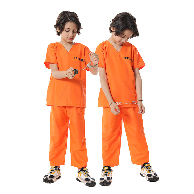 Unisex kostim zatvorenika za Halloween s prugastim uzorkom - poliester tkanina, vlakna regenerirane celuloze ≥95%, za scenske izvedbe/maškare, do 17 godina