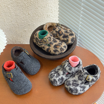 Dječje zimske cipele u Birkenstock stilu, leopard uzorak, zatvarač na Velcro, fleece podstava, gumeni potplat