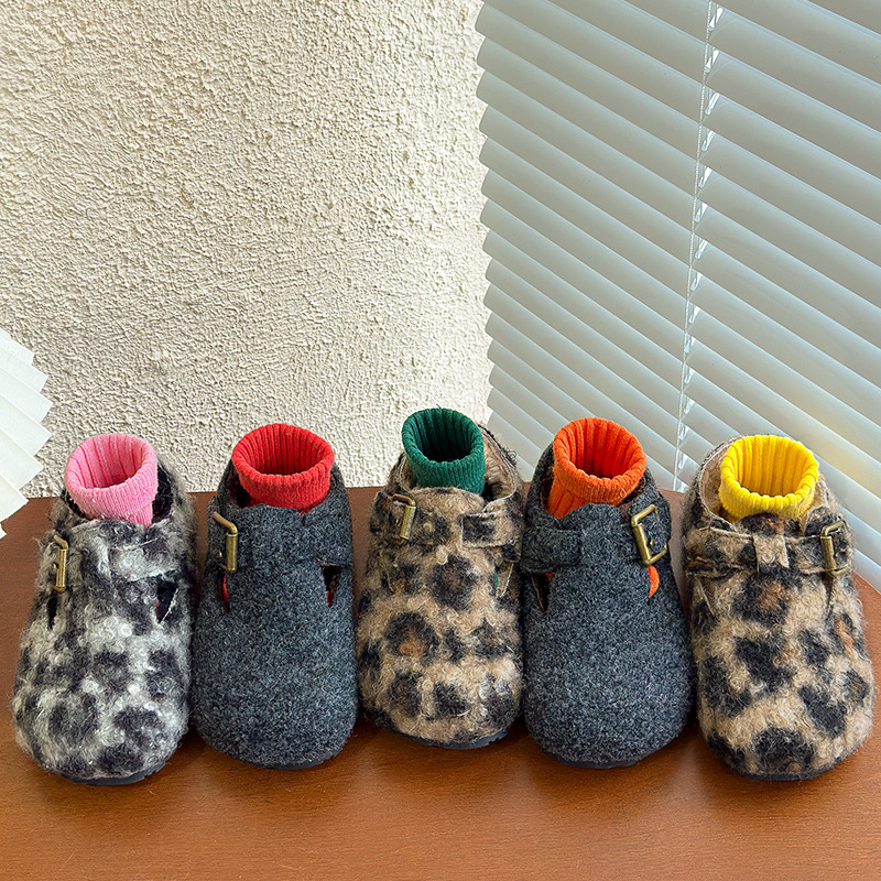 Dječje zimske cipele u Birkenstock stilu, leopard uzorak, zatvarač na Velcro, fleece podstava, gumeni potplat