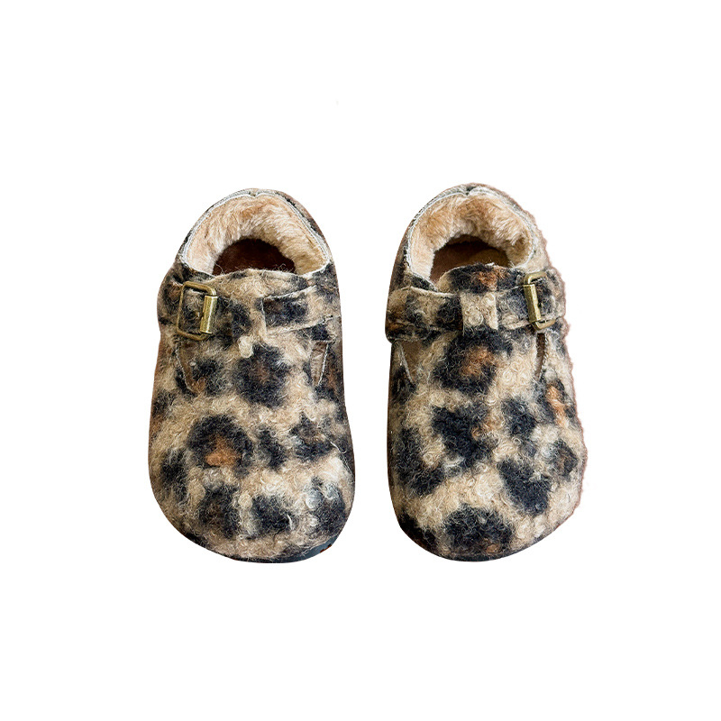 Dječje zimske cipele u Birkenstock stilu, leopard uzorak, zatvarač na Velcro, fleece podstava, gumeni potplat
