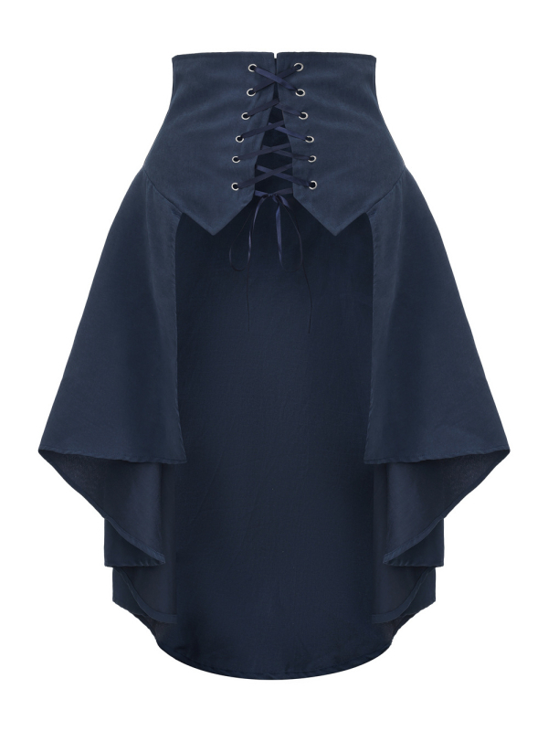 Nankang Bluebird Suknja s vezicama u struku, visoki struk, srednjovjekovni stil, asimetričan rub, poliester, kostim za pozornicu cosplay