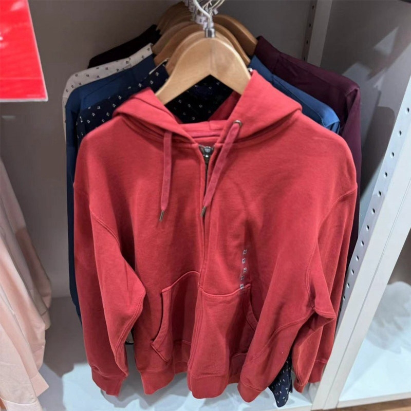 Unisex κουκούλα με φερμουάρ από corduroy με rabbit fur (96%+), κορεατικό στυλ, χαλαρή γραμμή