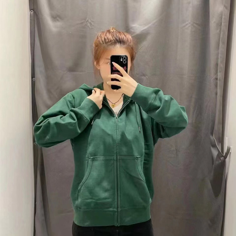Unisex κουκούλα με φερμουάρ από corduroy με rabbit fur (96%+), κορεατικό στυλ, χαλαρή γραμμή