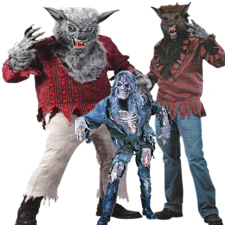 Odrasli cosplay kostim – unisex, likovi vilkolak/zombi za scensku predstavu; tkanina: pamučna smjesa; glavni materijal: poliester; sezona: proljeće 2025; dobna skupina: 25–29; etiketa s ovratnikom