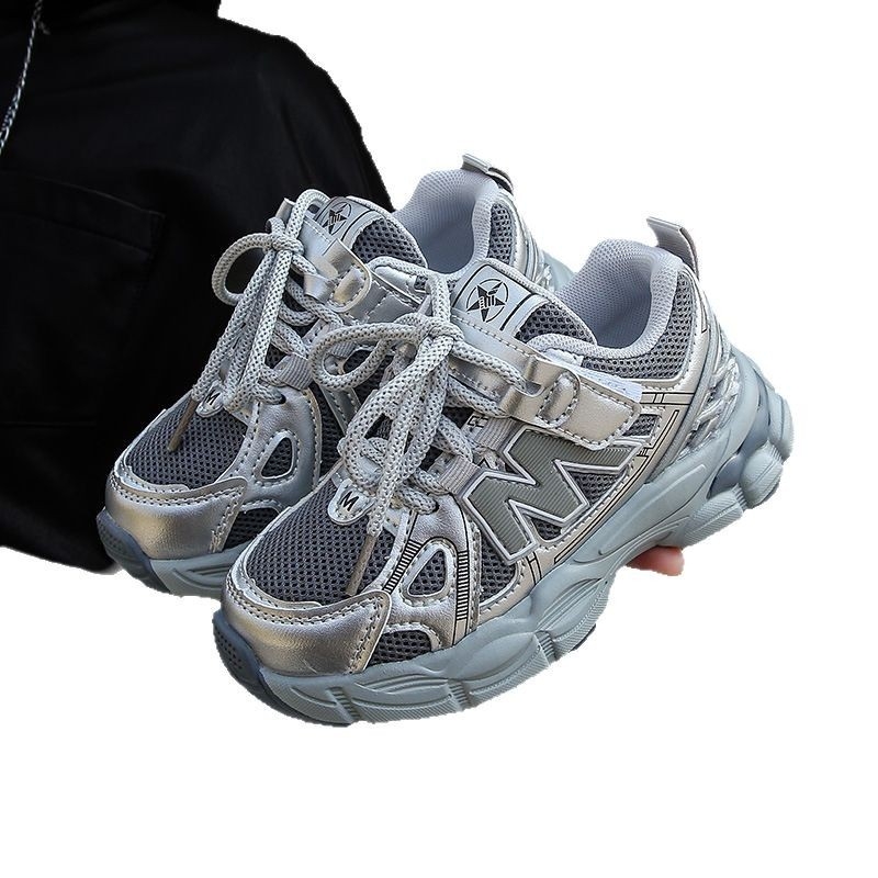 Dječje tenisice za proljeće 2025, retro stil, Velcro zatvarač, gornji PU+mesh, gumena podstava, za uzrast 4–12 godina