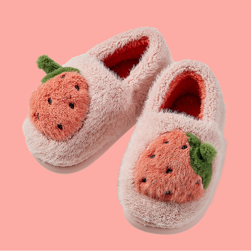Nove dječje pliš papuče s zatvorenim petom – Strawberry Princess, kućne zimske papuče za djecu