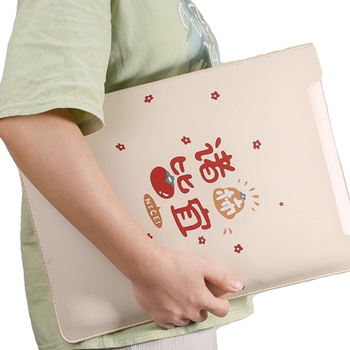 Geustos PU futrola za laptop — crtani slatki stil, plišani unutarnji sloj, tekst uzorak, vodootporna